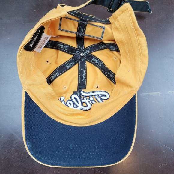 Titleist Footjoy Cap Adjustable Strap Back Yellow Spell Out Golf FJ 6 Panel Logo - Picture 5 of 7